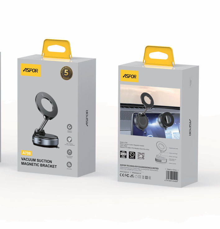 13ec006e-babc-4e67-ba23-d00f3e8baafa.png 🧲 حامل جوال مغناطيسي ASPOR A708 بتقنية الشفط الفراغي - الصورة 1