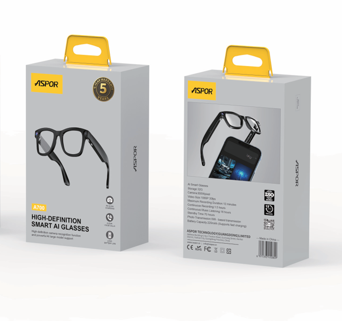 201cb0c3-52fe-49e6-ada0-452b166cdd80.png 👓 نظارة ذكية ASPOR A790– بدقة عالية وذكاء اصطناعي متطور - الصورة 1